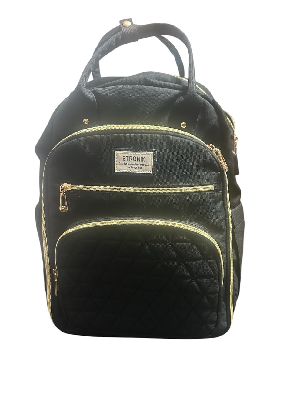 Etronik Black Lunch Backpack Laptop Bag Insulated Compartment Fits 15.6”